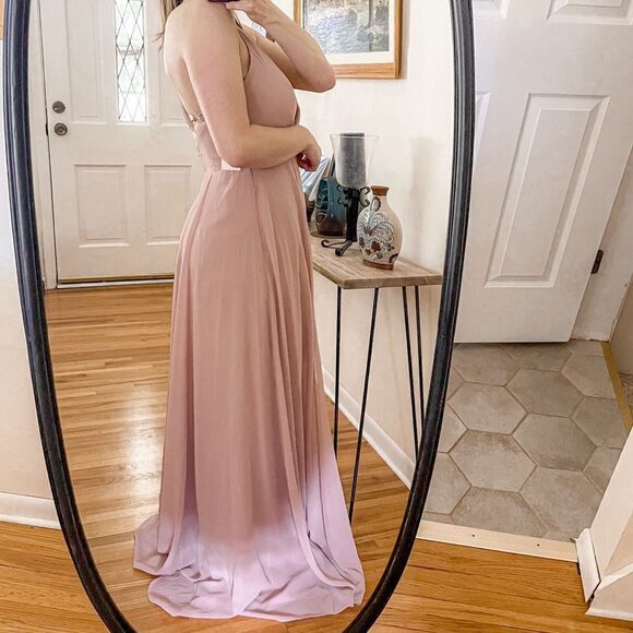 Jenny Yoo Collection Bridesmaid Chiffon Maxi Dress Blush - Picture 3 of 9